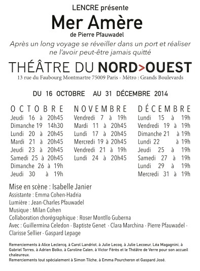 flyer Mer Amère - Théatre du Nord-Ouest